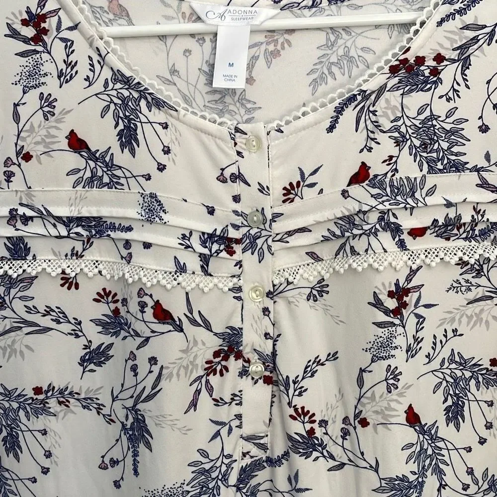 Adonna Intimates Cardinal Nightgown Medium Polyester Ruffles